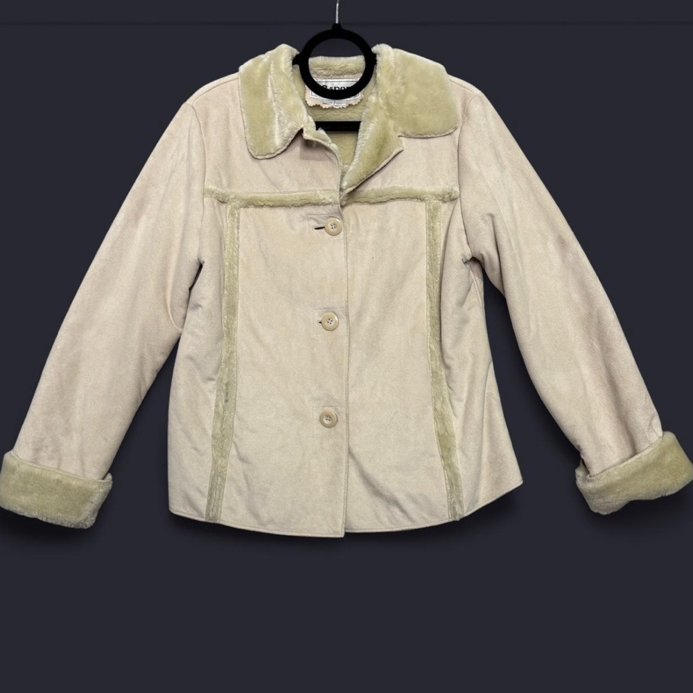Women's Cream Jacket with Fur‎ Trim